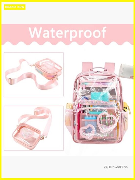 Clear Backpack for Girls, Heavy Duty See Through Daypack, Stadium Approved main image 4